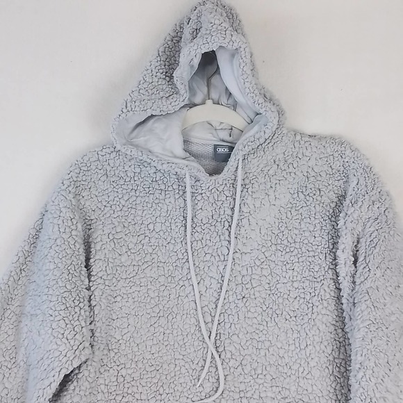 ASOS Pullover Oversized Sherpa Hoodie Size XS in Light Gray - Picture 10 of 16